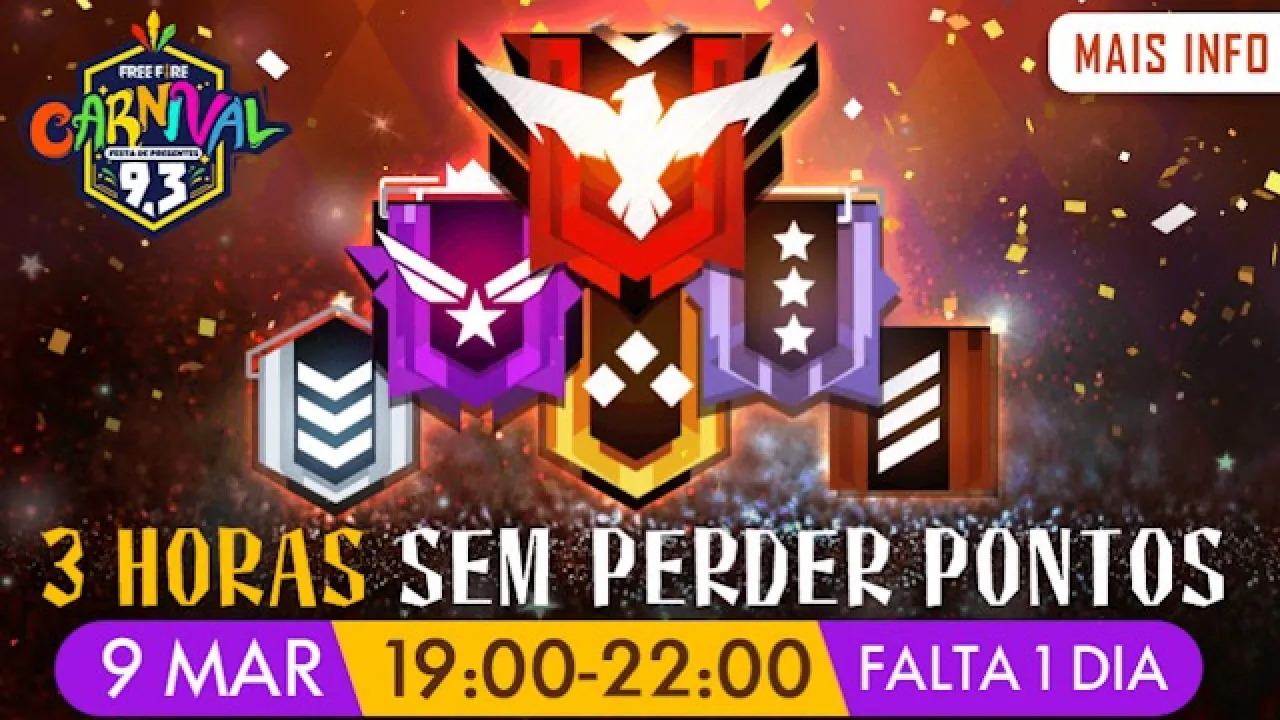 Evento de Ranqueadas Sem Perca de Pontos chega ao Free Fire