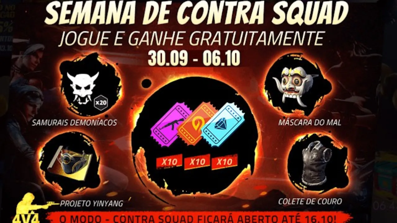 Garena Anuncia 10 Tickets da Incubadora e Prêmios na Semana do Contra Squad no Free Fire