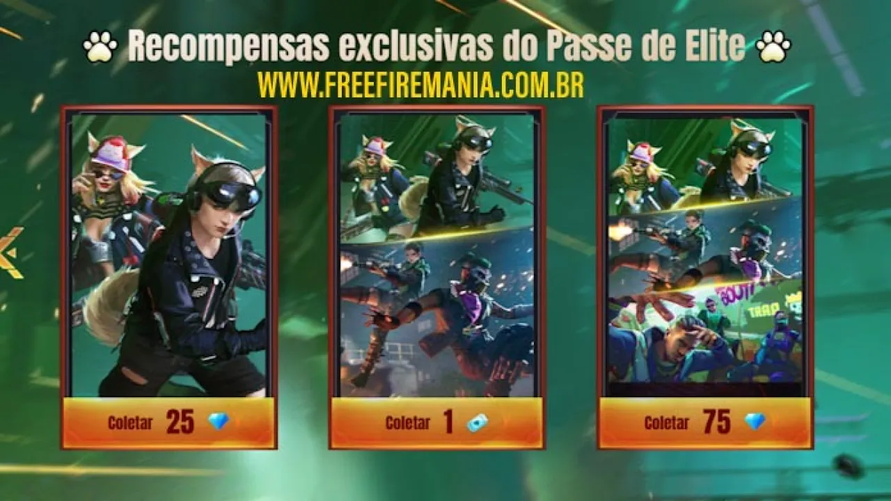 100 Diamantes Grátis no Passe de Elite de Abril no Free Fire