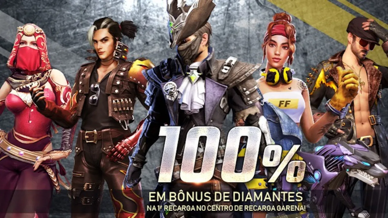 100% em Bônus de Recargas de Diamantes no Free Fire