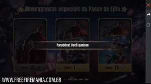 100 Diamantes Grátis no Passe de Elite de Julho — Free Fire