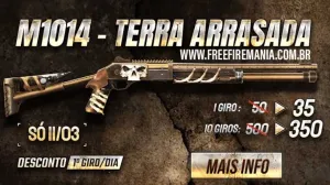Chegou com desconto o novo Arma Royale da M1014 Terra Arrasada — Free Fire