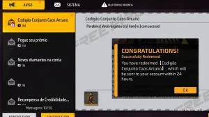 Codigão Free Fire libera Conjunto Caos Arcano para 1.000 jogadores — Free Fire