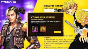CODIGUIN FF no Free Fire: código skin Zenitsu (Demon Slayer); Resgate no Rewards — Free Fire