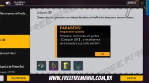 CODIGUIN FF: novo código Free Fire infinito e universal da CBF que todos podem resgatar — Free Fire