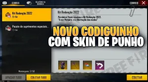 CODIGUIN FF Redenção 2022: Código Free Fire com 4 itens do evento — Free Fire