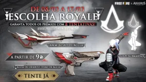 Escolha Royale retorna ao Free Fire com as skins Águia do Deserto e AWM Visão de Águia — Free Fire