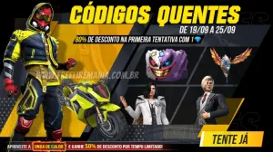 Free Fire: Códigos Quentes chega na segunda com as skins Motoqueiro Distópico — Free Fire