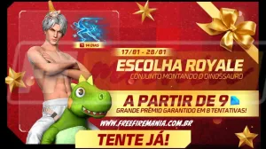Free Fire: como conseguir Conjunto Montando o Dinossauro no Escolha Royale — Free Fire