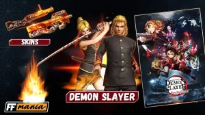 Free Fire e Demon Slayer: Pacotes Caçador Colérico e Caçadora Colérica estarão no Luzes do Destino — Free Fire