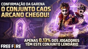 Garena confirma 0,13% e expõe raridade do Caos Arcano no Free Fire — Free Fire