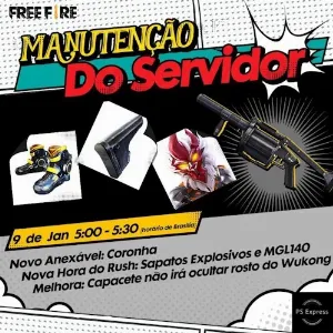 Manutenção do Servidor Free Fire em 09/01 para Adição de Novos Itens — Free Fire