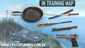 Novas Armas na Ilha de Treinamento: Águia do Deserto e Armas Brancas — Free Fire