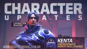 Novo CR7? Atualização Free Fire 2023 dá escudo ativo ao personagem Kenta  — Free Fire