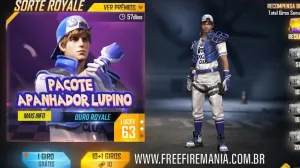 Novo Ouro Royale do Free Fire no Brasil é o pacote Apanhador Lupino — Free Fire