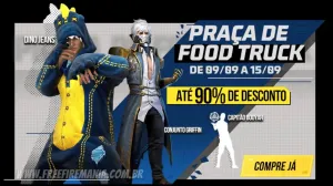 Praça de Food Truck retorna ao Free Fire em setembro com Dino Jeans, Griffin e mais — Free Fire