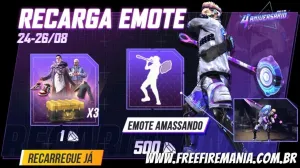 Recarga Free Fire: evento promocional de diamantes traz o Emote Amassando — Free Fire