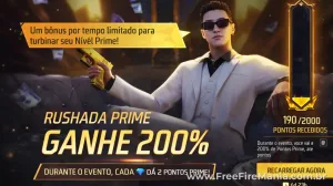 Free Fire ativa bônus de 200% no Prime e acelera recompensas — Free Fire