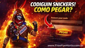 Snickers Free Fire libera Codiguin FF: veja como resgatar — Free Fire