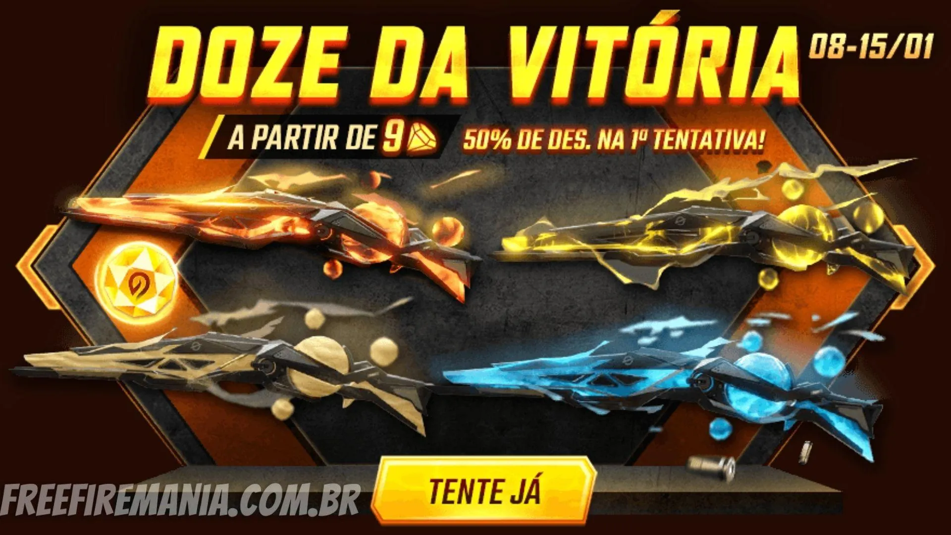 4 skins inéditas da M1887 entram no Free Fire; Evento Doze da Vitória chega neste sábado (8)