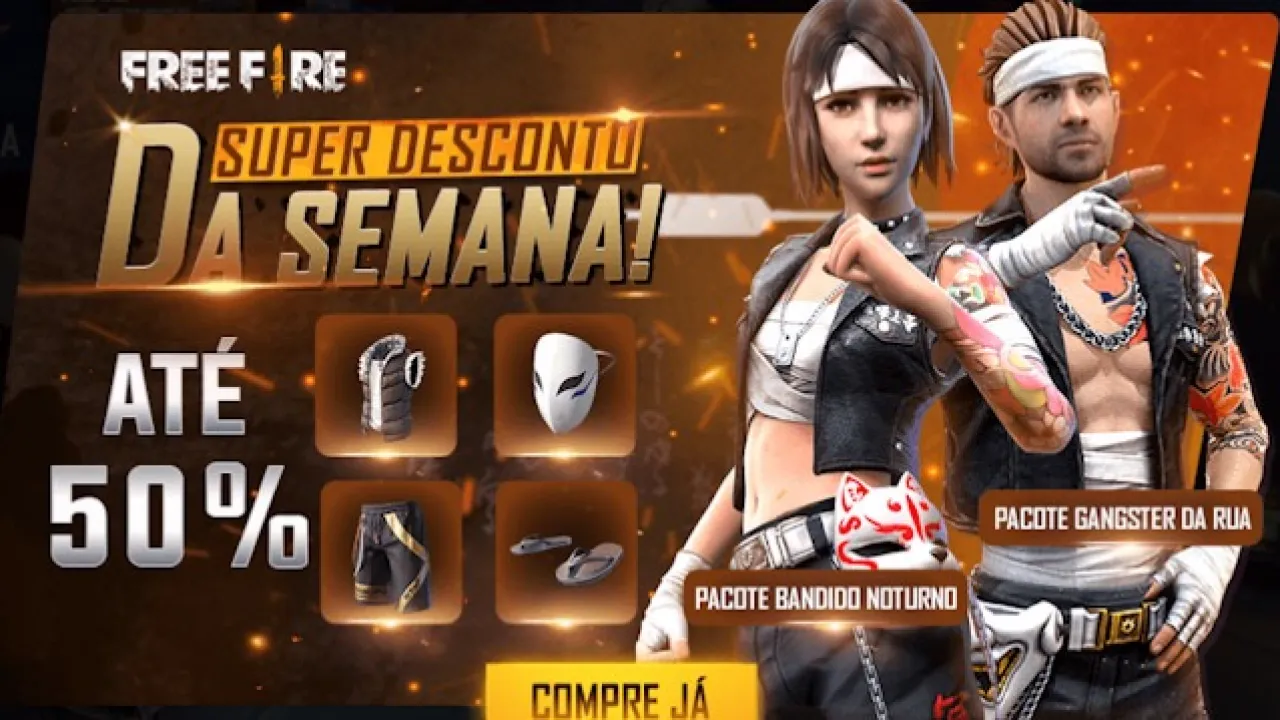 Desconto de 50% em Novos Pacotes de Skins no Free Fire
