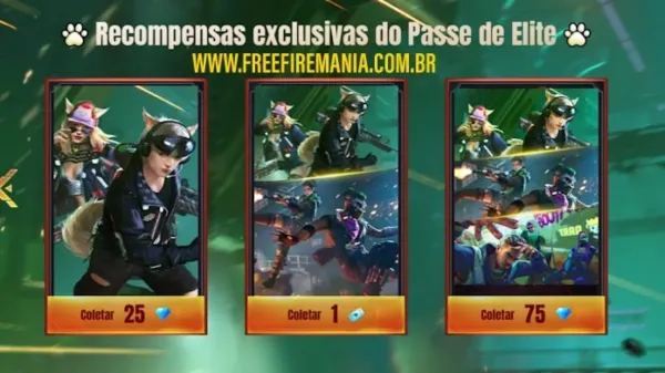 100 Diamantes Grátis no Passe de Elite de Abril no Free Fire