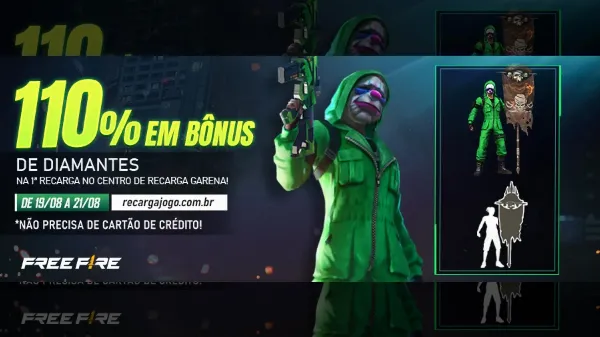 Notícia Free Fire: 110% Free Fire: bônus em recarga de diamantes termina neste domingo (21)