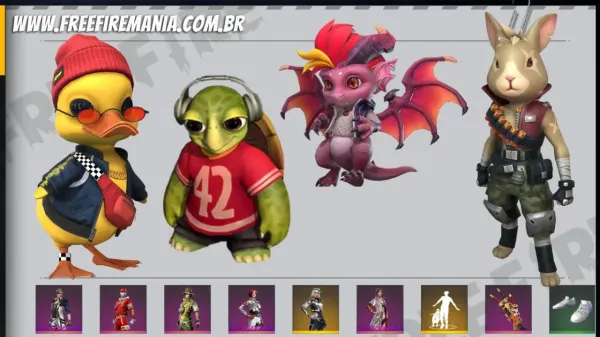4 em 1: evento promocional do Free Fire oferta pacote de Pets