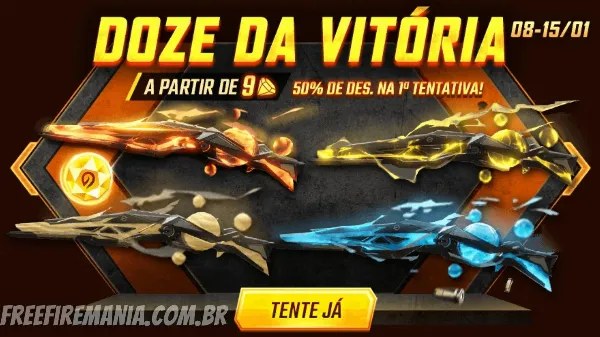 4 skins inéditas da M1887 entram no Free Fire; Evento Doze da Vitória chega neste sábado (8)