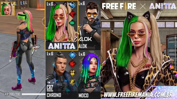 Anitta no Free Fire: conjunto “A Poderosa” disponível por 299 diamantes