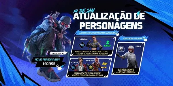 Actualización de Free Fire 2026: Los cambios de personajes llegan el día 14.
