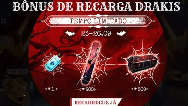 Notícia Free Fire: Bônus de Recarga Drakis no Free Fire: Conheça os Benefícios da Nova Atualização