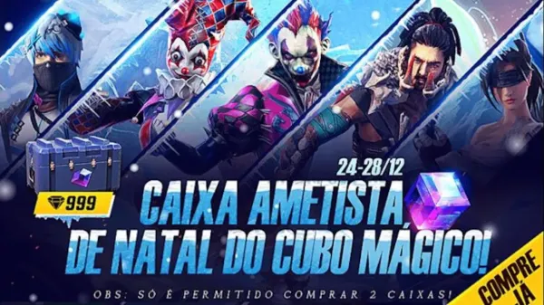 Caixa Ametista com Cubo Mágico chega e já é removida no Free Fire