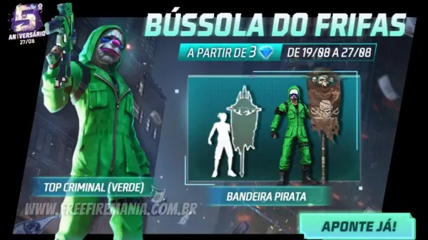 Bússola do Frifas Free Fire: veja como pegar a skin Top Criminal Verde