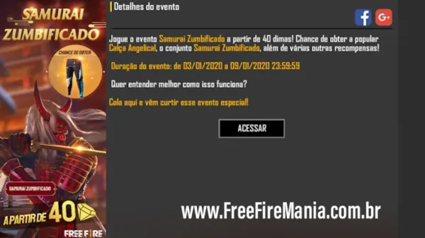 Notícia Free Fire: Calça Angelical e Samurai Zumbi retornam ao Free Fire