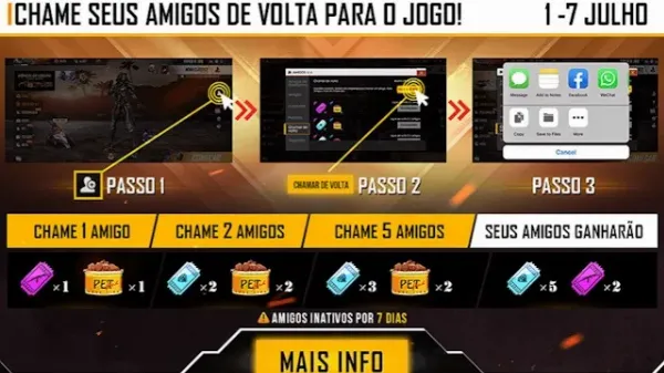 Notícia Free Fire: Chame seu Amigo de Volta! Evento Férias de Julho no Free Fire
