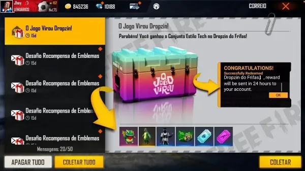 Notícia Free Fire: CODIGUIN FF 2021: estados de MG, RJ e ES recebem códigos Free Fire nesta quinta (2)