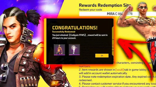 CODIGUIN FF 2024: código Free Fire Vibe do Funk e A Poderosa; Resgate no Rewards