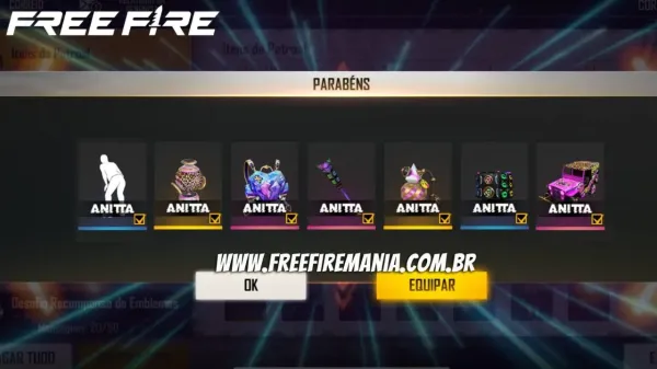 CODIGUIN FF: código Free Fire com Emote Quadradinho da Anitta e outros itens da Patroa