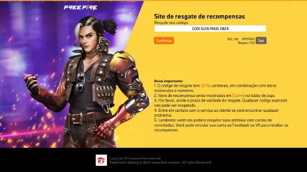 Notícia Free Fire: CODIGUIN FF: código Free Fire do mês de Maio [2024]; Resgate no Rewards