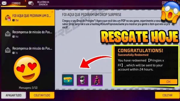 Notícia Free Fire: CODIGUIN FF: novos códigos Free Fire da parceria Pringles nesta terça (10)