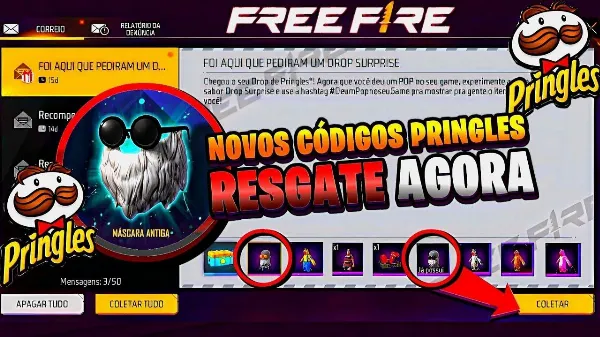 Notícia Free Fire: CODIGUIN FF: novos códigos Free Fire da parceria Pringles nesta terça (26)