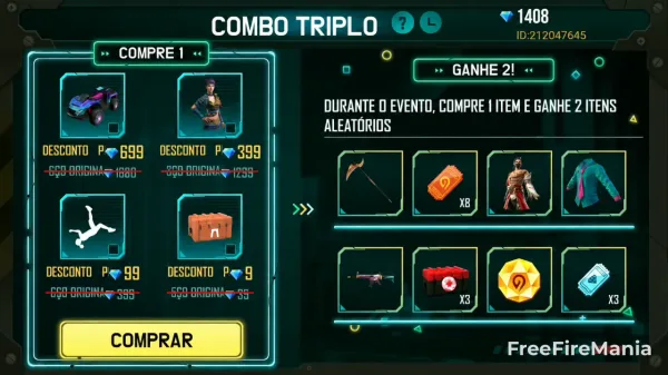 Combo Triplo Free Fire: como funcionava e preços