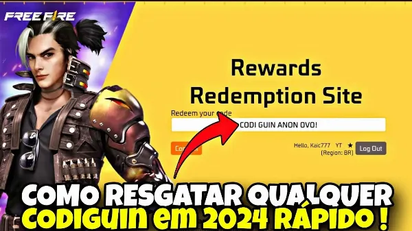 Notícia Free Fire: Como Resgatar o Codiguin no Free Fire - Guia Atualizado 2024