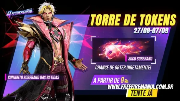 Conjunto Soberano das Batidas chega ao Free Fire através da Torre de Tokens, veja como conseguir