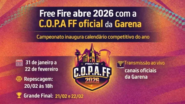Notícia Free Fire: Free Fire abre 2026 com a C.O.P.A FF oficial da Garena