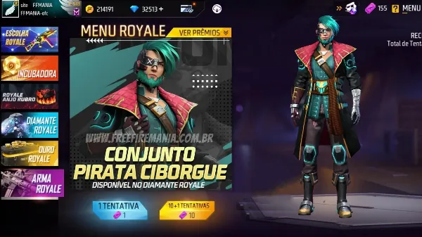 Diamante Royale Free Fire: Pirata Ciborgue é a skin do mês de agosto 2022