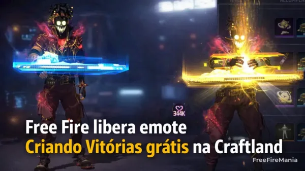 Free Fire libera emote Criando Vitórias grátis no Craftland