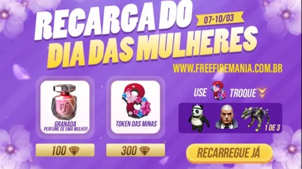 Notícia Free Fire: Evento de Recarga do dia das mulheres