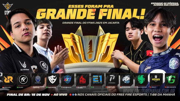 FFWS 2025: conheça as 12 equipes finalistas do mundial de Free Fire em Jacarta
